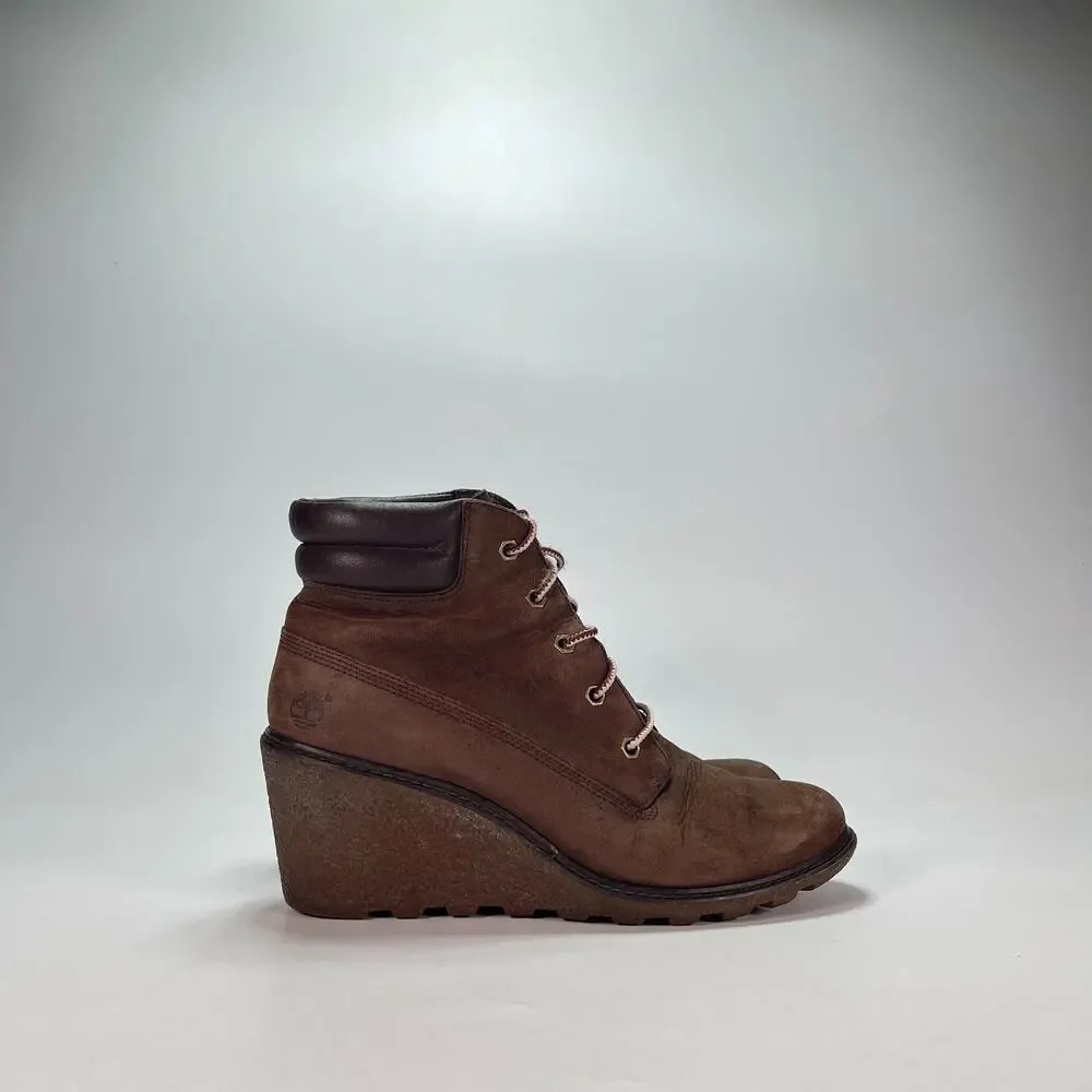 Timberland Earthkeepers Amston Brown Outdoor Wedge Ankle Boots Women's Size 8.5